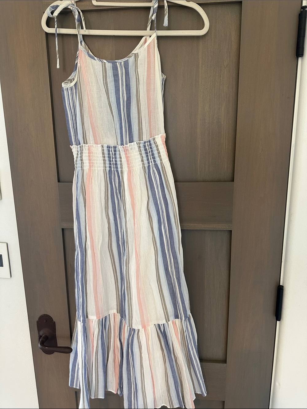 Sleeveless Striped Maxi Dress - Blue & Pink